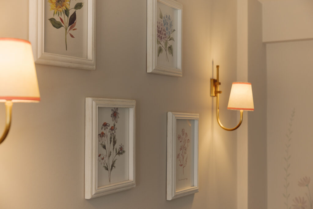 Frames on the wall with florals