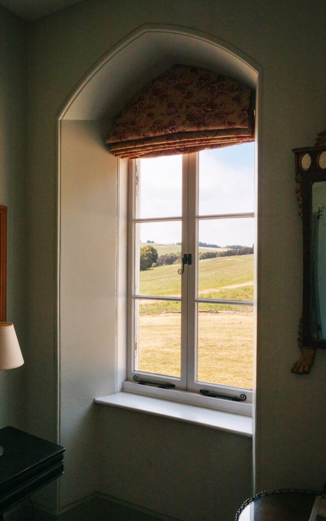view out to fields from a window