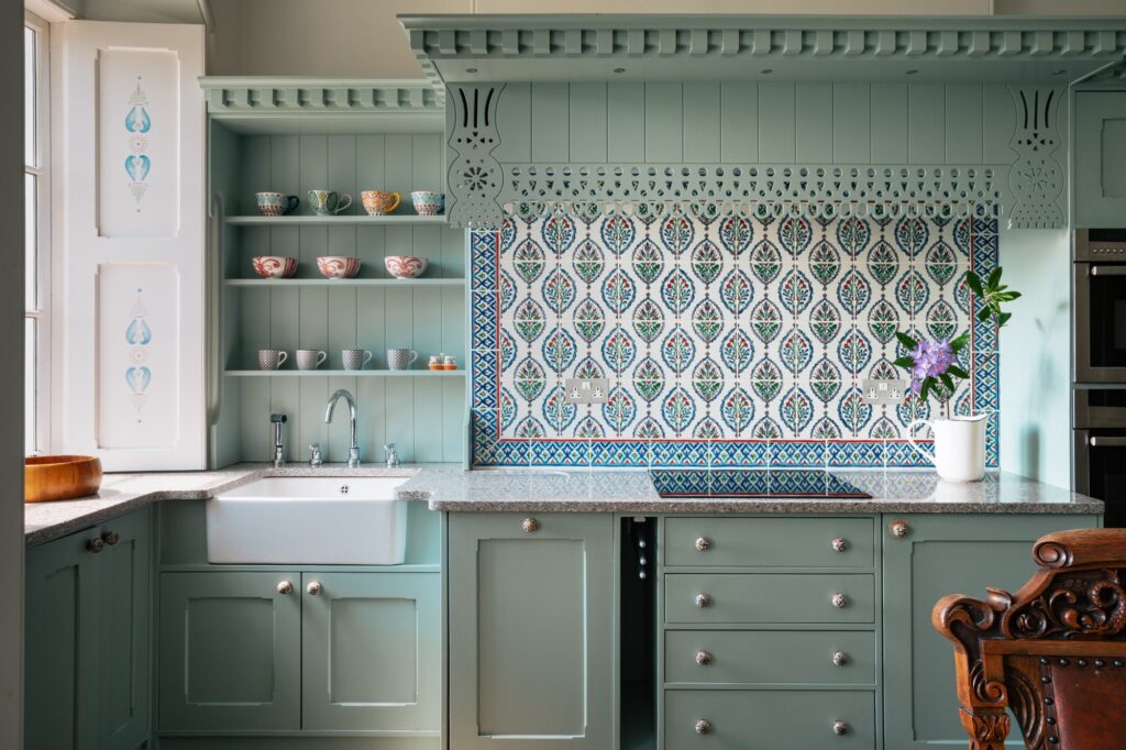 Close up of kitchen cabinets