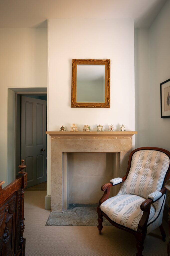 Fireplace with armchair