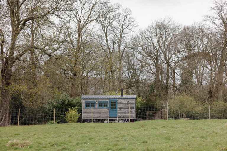 Shepherds hut set in a woodland