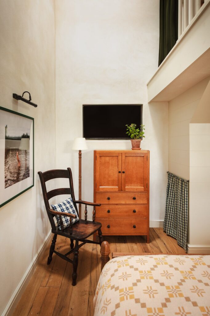 Wooden chair and small wooden cabinet