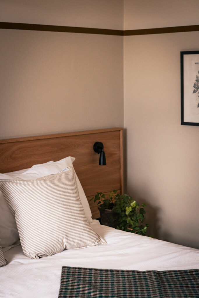 close up of a double bed