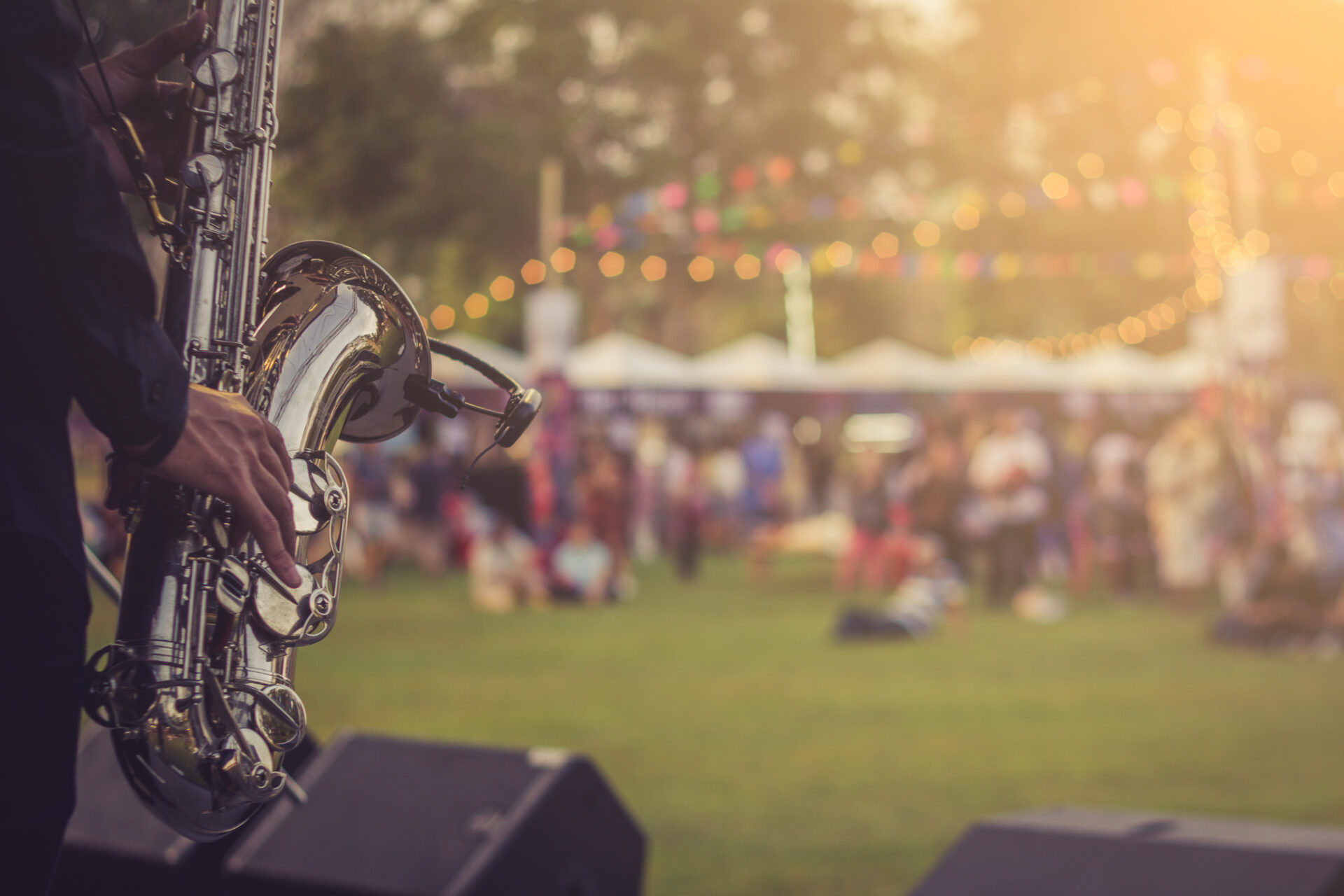 Jazz musician playing outdoors