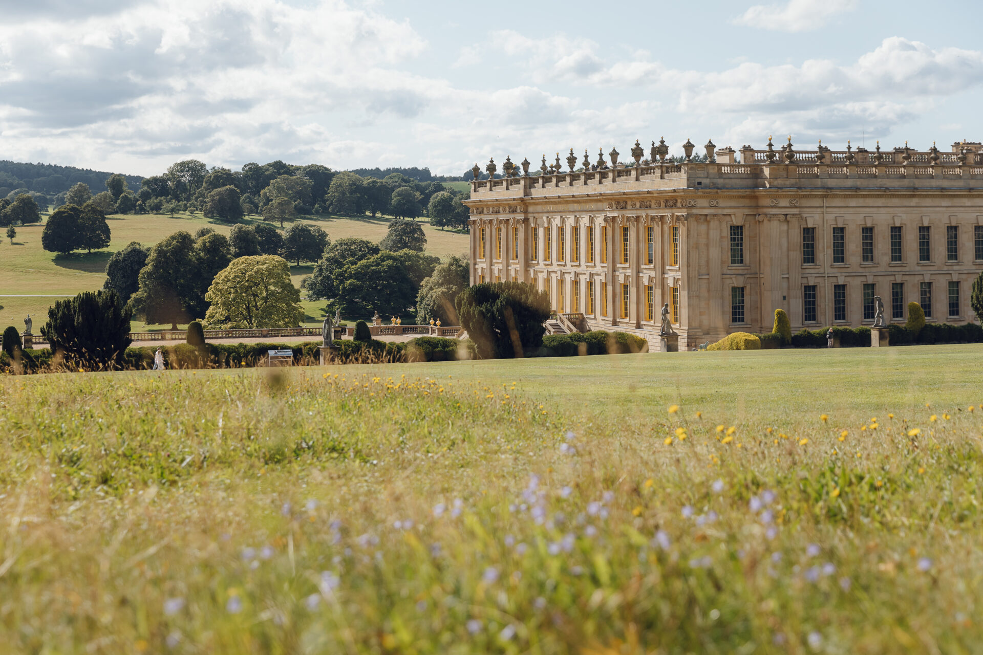 Chatsworth House And Gardens on a summer day